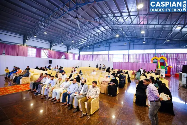 The main hall at the Caspian Diabesity Expo, with the public seated for a session