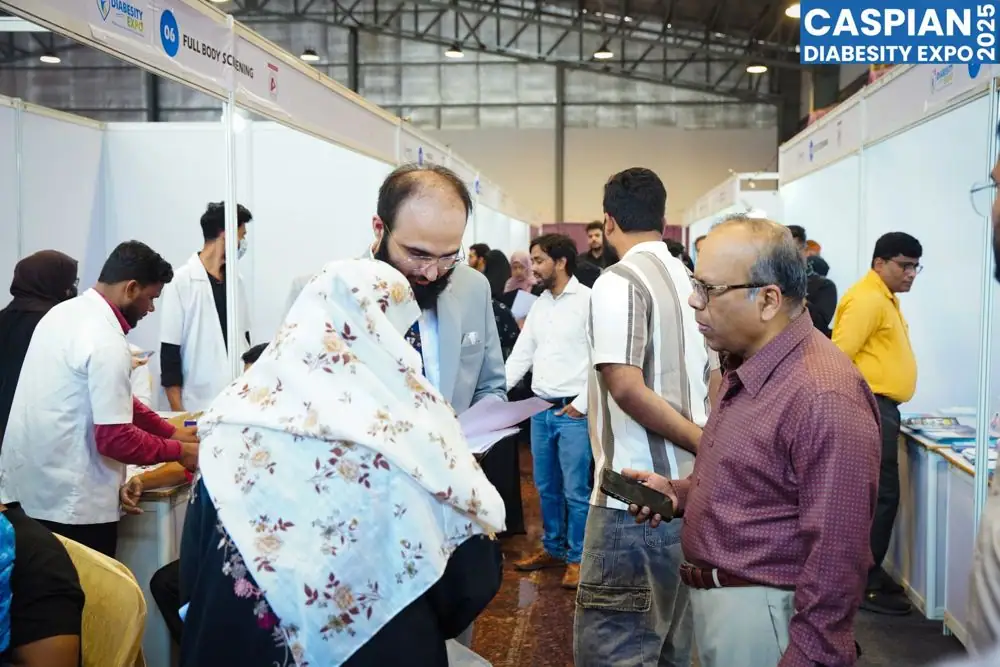 A visitor being attended to at a screening stall